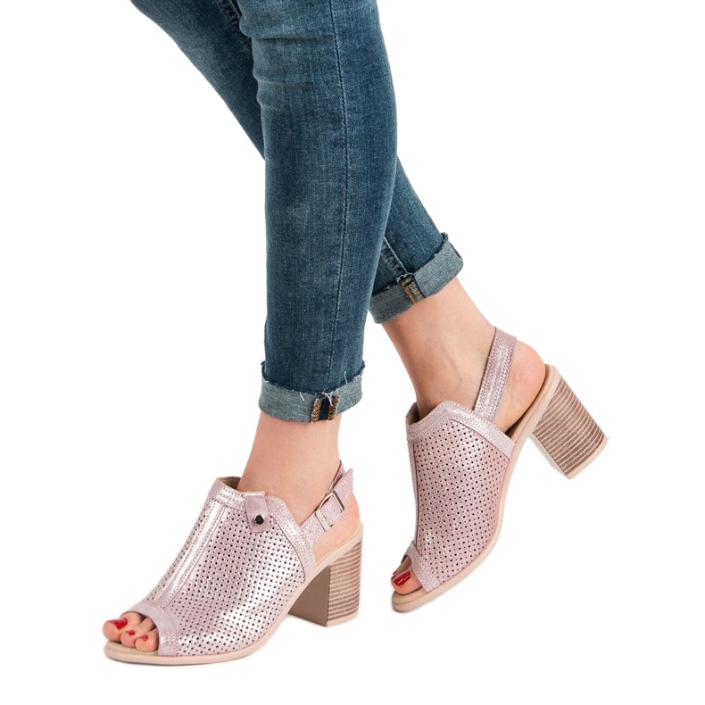 Filippo Sandálias folheadas de couro rosa 2