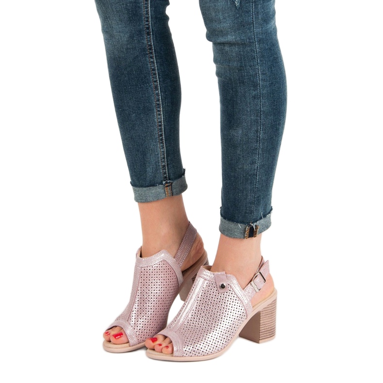 Filippo Sandálias folheadas de couro rosa 1