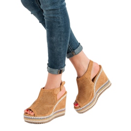 Nio Nio Sandálias de cunha embutidas castanho 2