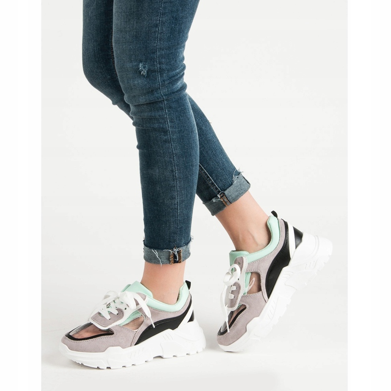 SHELOVET Tênis transparentes na plataforma cinza 1