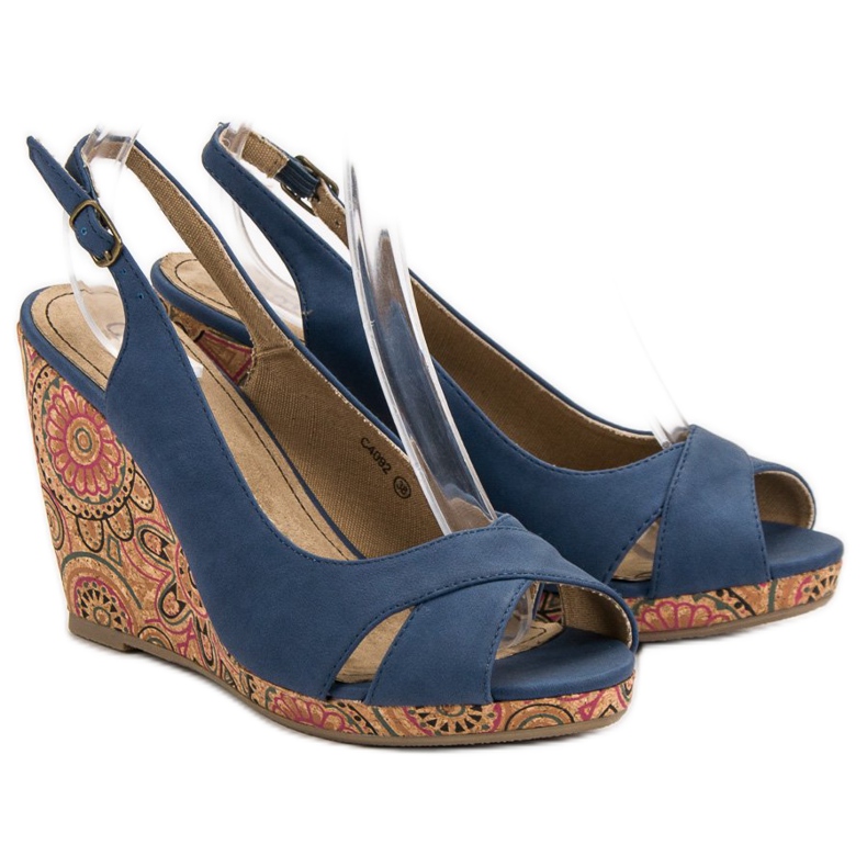 Corina Sandálias étnicas elegantes azul 1