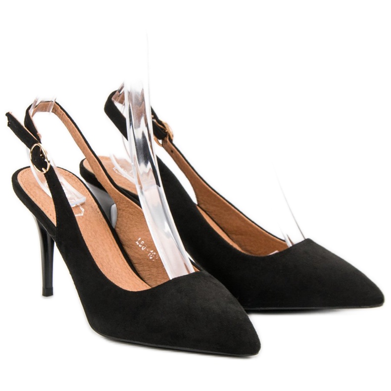 Sapatilhas pretas com salto descoberto preto 1