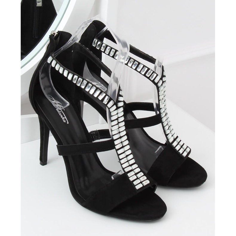 Sandálias pretas de salto alto B-60 Black preto 1