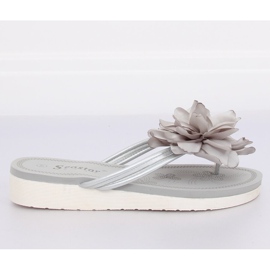 Chinelos cinza com uma flor CK103 Gray 1
