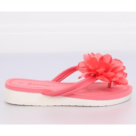 Chinelos com flor rosa coral CK103 1