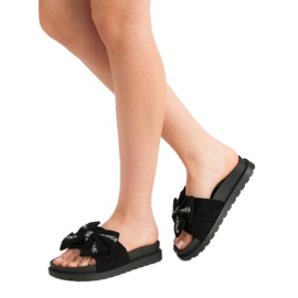 Seastar Chinelos de camurça feminino preto 1