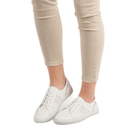Kylie Sapatos de couro com atacadores branco 2