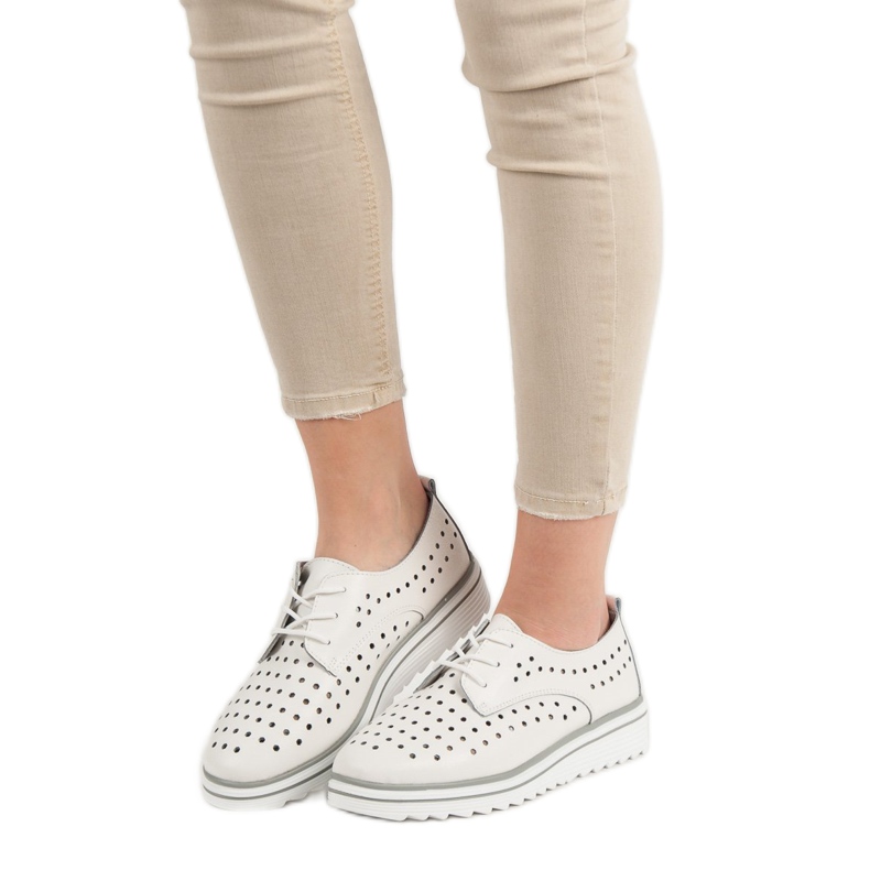 Kylie Sapatos de couro a céu aberto branco 2