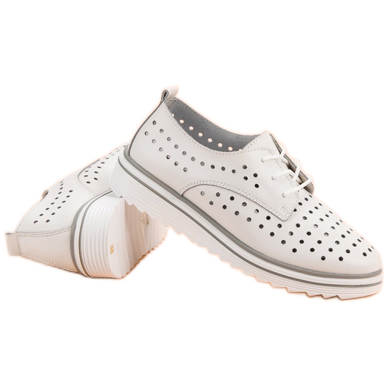 Kylie Sapatos de couro a céu aberto branco 1