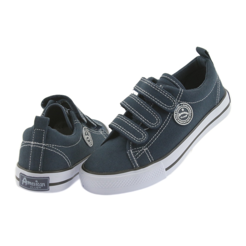 Tênis de velcro azul marinho American Club branco 4