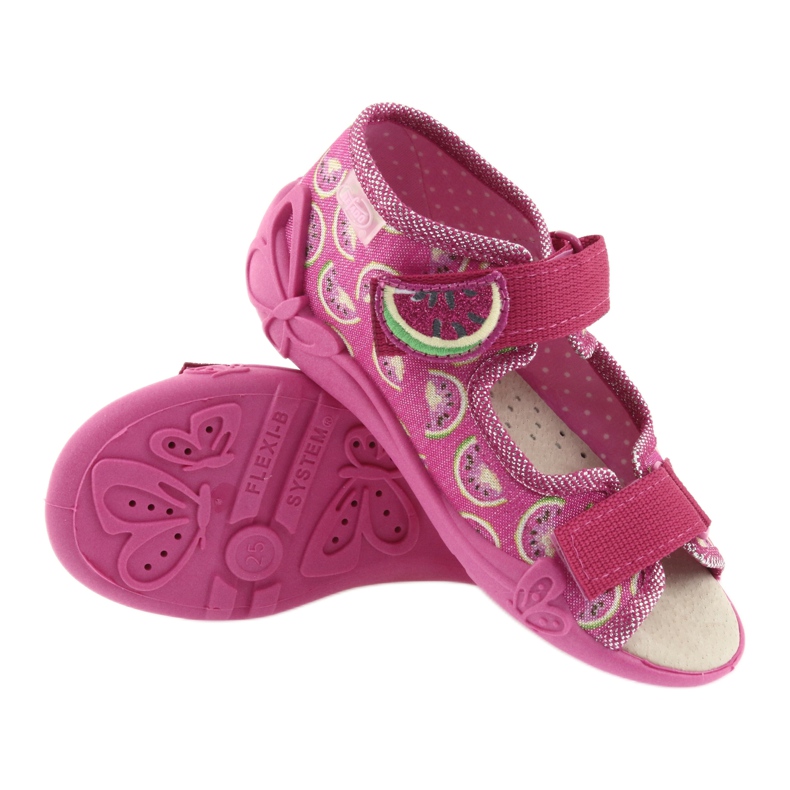 Sapatos infantis sandálias Befado 342P004 melancias rosa cinza verde 3