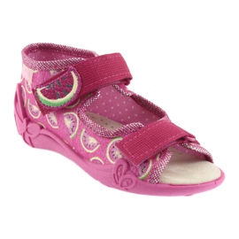Sapatos infantis sandálias Befado 342P004 melancias rosa cinza verde 1