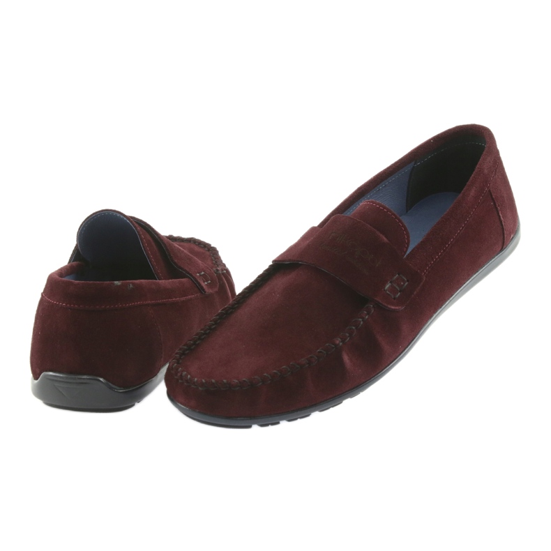 Nikopol Mocassins de couro masculino Borgonha1688 vermelho 5