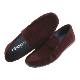 Nikopol Mocassins de couro masculino Borgonha1688 vermelho 4