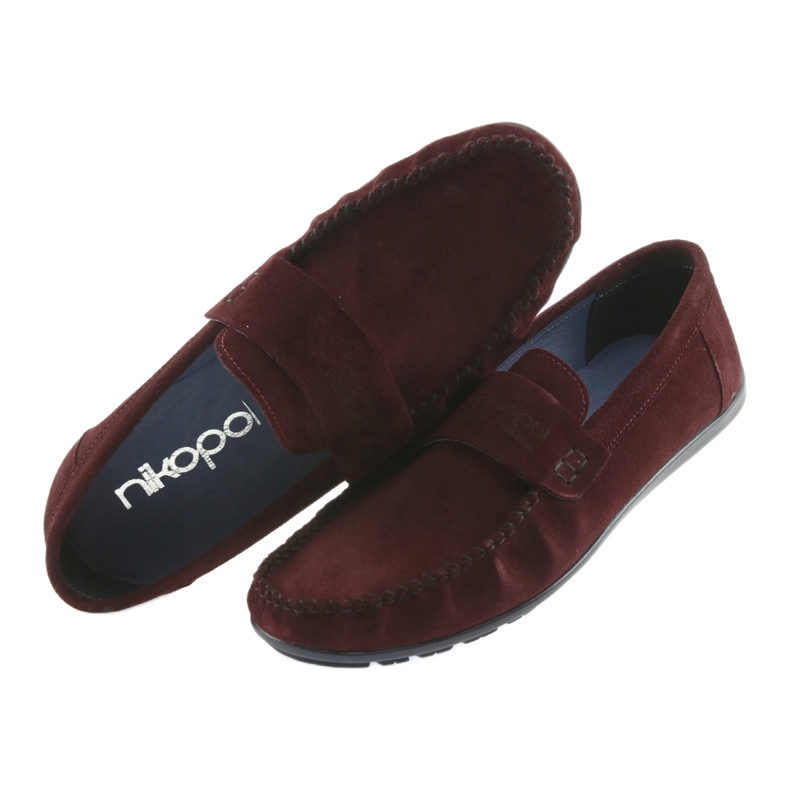 Nikopol Mocassins de couro masculino Borgonha1688 vermelho 4