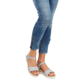 Sandálias cinza com salto baixo 7868-KL Gray 1