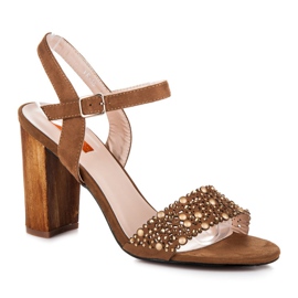 Beauty Girl'S Sandálias Openwork em Salto Alto marrom 1