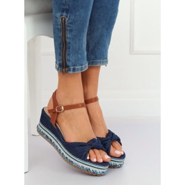 Sandálias com salto em cunha azul marinho B165 Navy azul-marinho 2