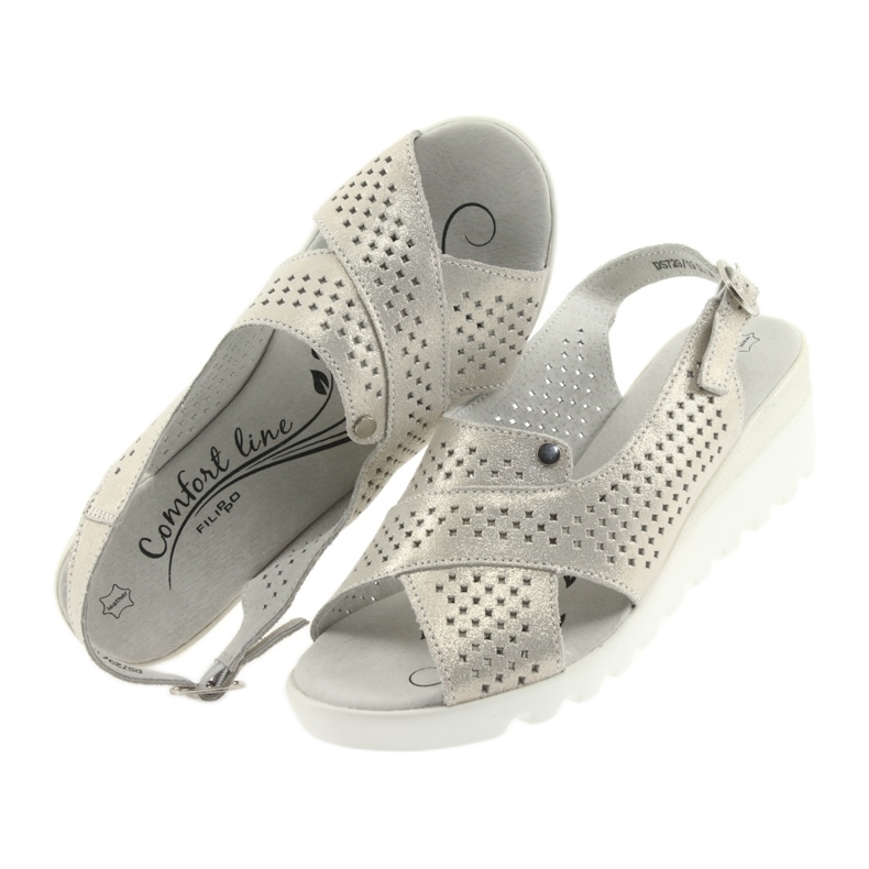 Sandálias femininas douradas na cunha Filippo 729 dourado 4