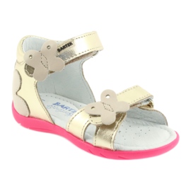 Bartek Sandálias de couro para meninas de couro com uma borboleta 51569 Zlotys dourado 1