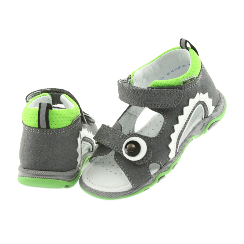Nabos masculinos Sandals Bartek 51063 cinza branco verde 5