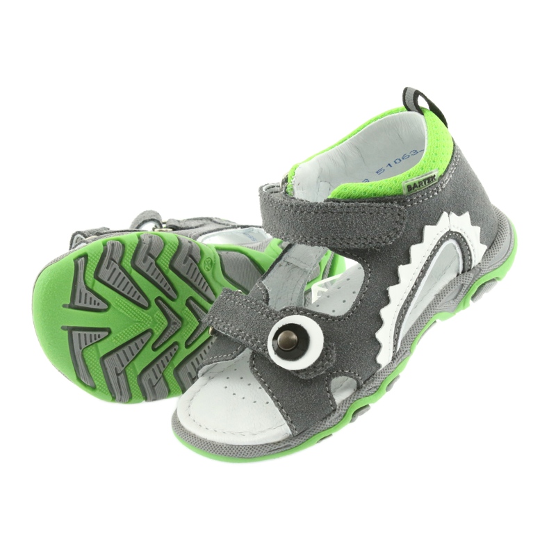 Nabos masculinos Sandals Bartek 51063 cinza branco verde 4