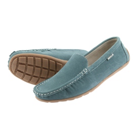 American Club Mocassins femininos, couro denim azul 5
