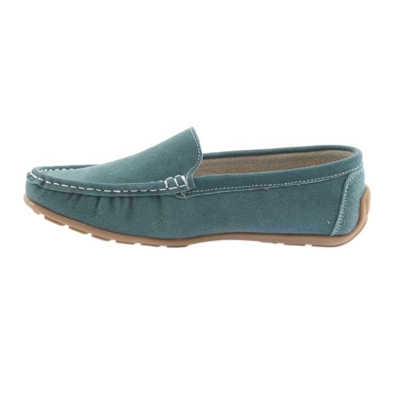 American Club Mocassins femininos, couro denim azul 2