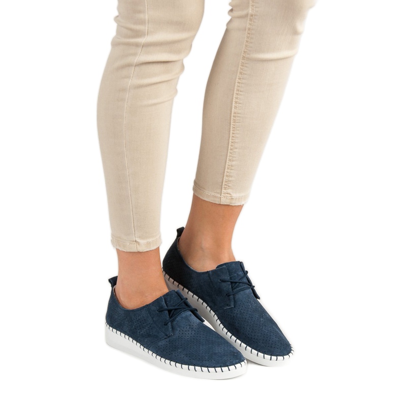 Sapatos de couro a céu aberto azul 1