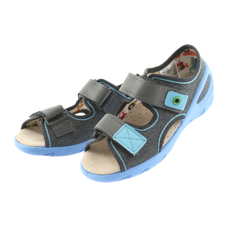 Sapatos infantis Befado pu 065X125 azul cinza 4