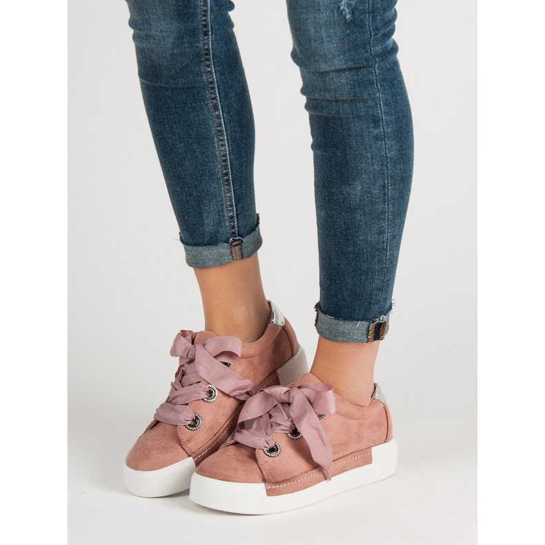 Belle Women Calçados esportivos de camurça rosa 1