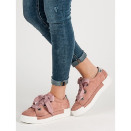 Belle Women Calçados esportivos de camurça rosa 2