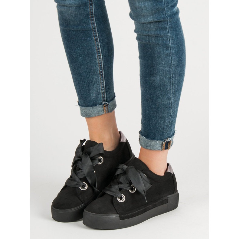 Belle Women Calçados esportivos de camurça preto 2