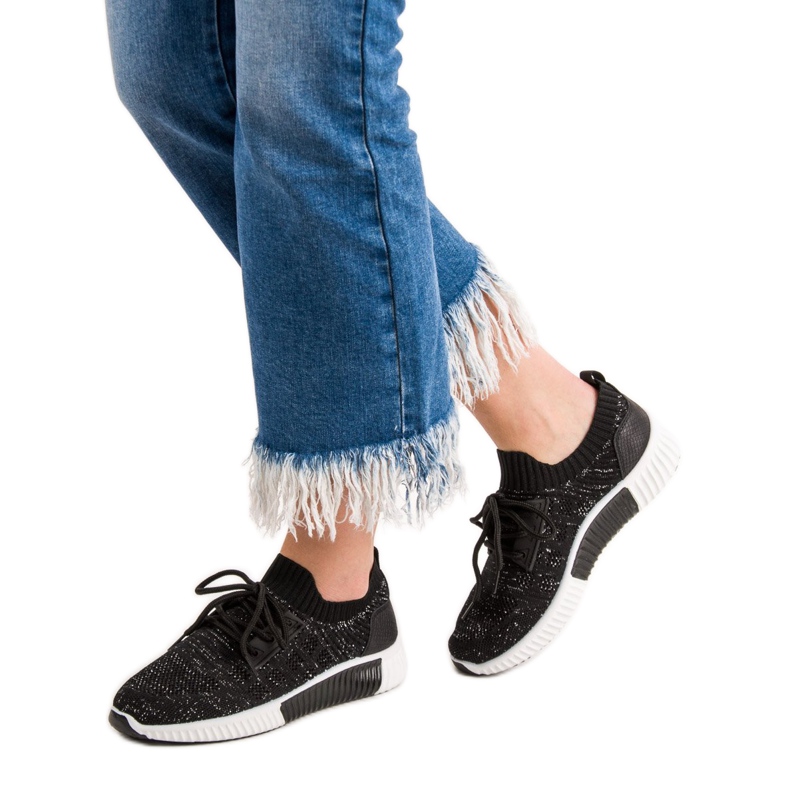 Primavera Sapatos Pretos Deslizantes 2