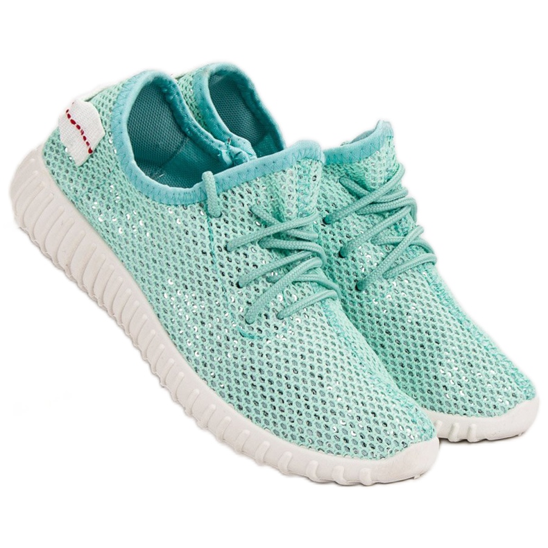 SHELOVET Sapatos de deslizar com lantejoulas verde 1