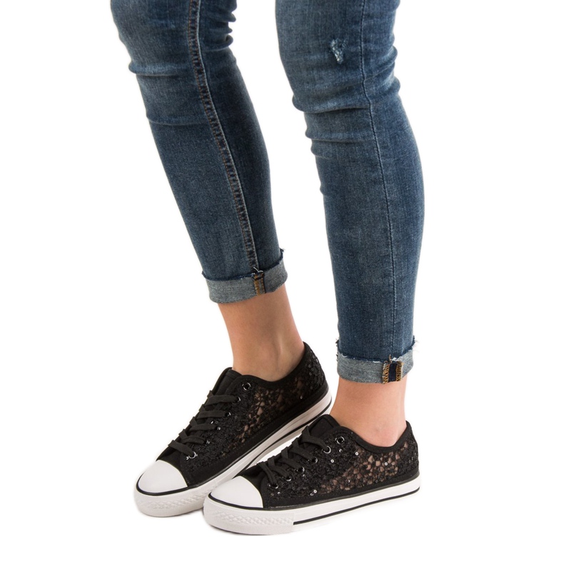 SHELOVET Tênis de renda preto 1