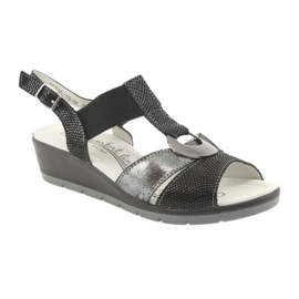 Filippo Sandálias confortáveis ​​de couro com cunha preto cinza 1