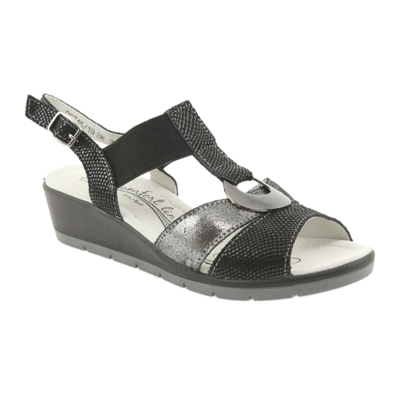 Filippo Sandálias confortáveis ​​de couro com cunha preto cinza 1