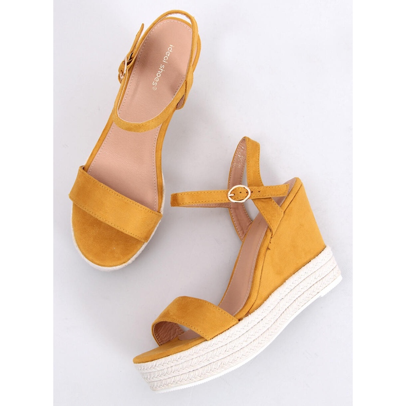 Sandálias de cunha amarela JS-2952 Yellow amarelo 1