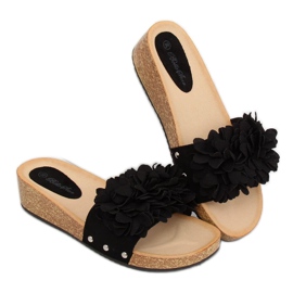 Sapatilhas pretas S63 pretas com flores preto 1