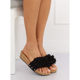 Sapatilhas pretas S63 pretas com flores preto 2