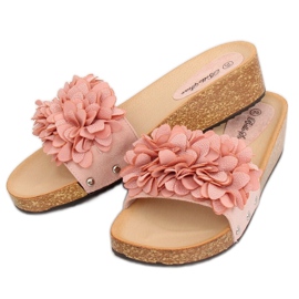 Chinelos rosa S63 rosa com flores 1