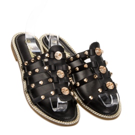 Renda Chinelos com strass preto 2
