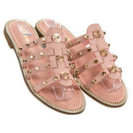 Renda Chinelos com strass rosa 1 Renda Chinelos com strass rosa 1
