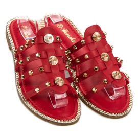 Renda Chinelos com strass vermelho 1 Renda Chinelos com strass vermelho 1