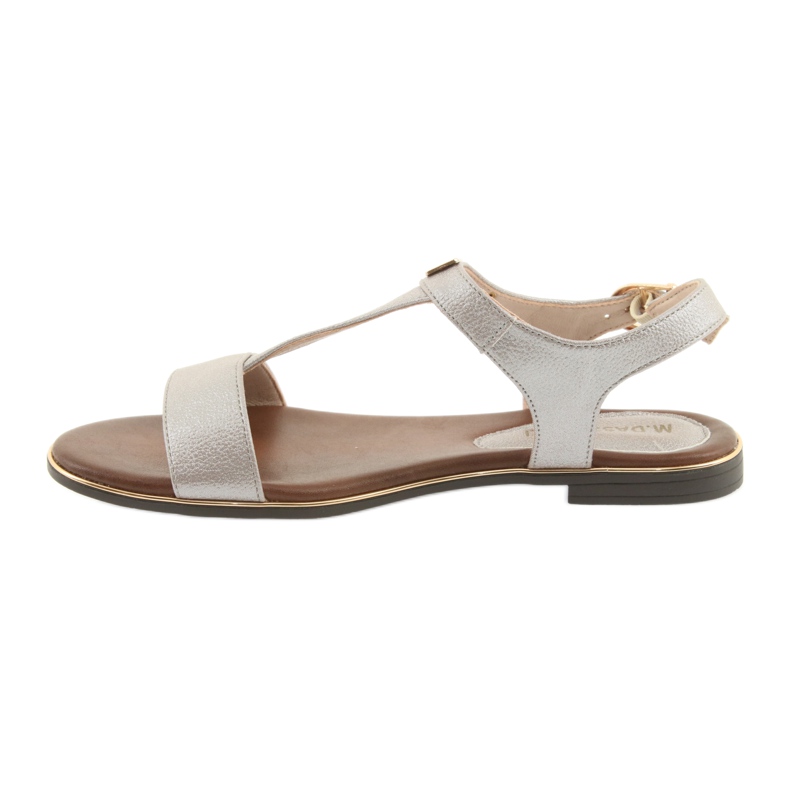 M.Daszyński Sandálias de salto plano Daszyński 1583 bege pérola marrom cinza 2