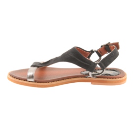 M.Daszyński Sandálias de salto liso Daszyński prata-preto cinza 2