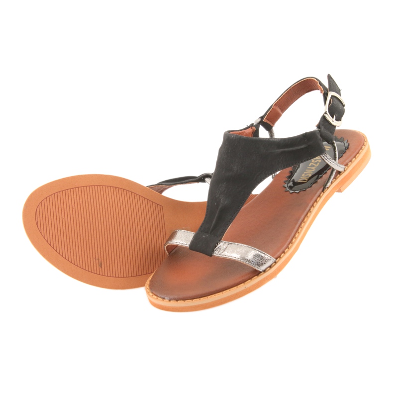 M.Daszyński Sandálias de salto liso Daszyński prata-preto cinza 4