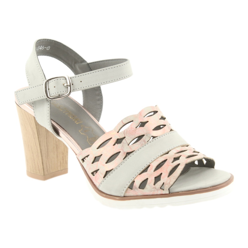 M.Daszyński Daszyński Openwork Sandals no post cinza/rosa de 1846 1