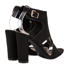 Ideal Shoes Sandálias sexy de salto alto preto 1